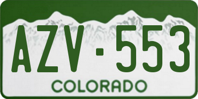 CO license plate AZV553