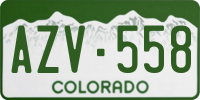 CO license plate AZV558