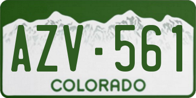 CO license plate AZV561