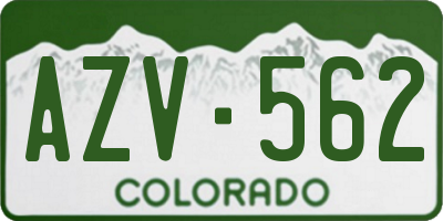 CO license plate AZV562