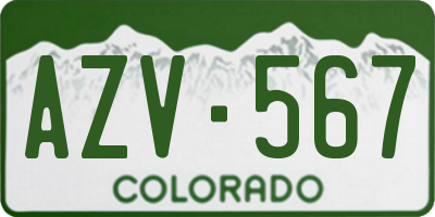 CO license plate AZV567