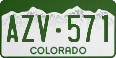 CO license plate AZV571