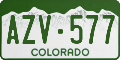 CO license plate AZV577