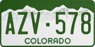 CO license plate AZV578