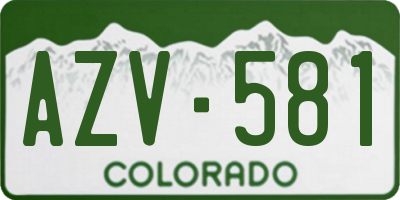 CO license plate AZV581