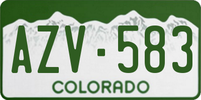 CO license plate AZV583