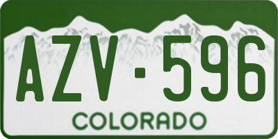 CO license plate AZV596