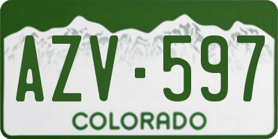 CO license plate AZV597