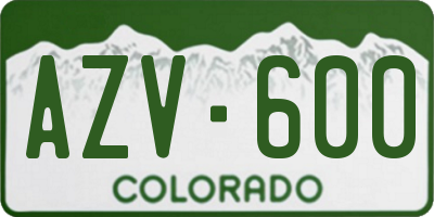 CO license plate AZV600