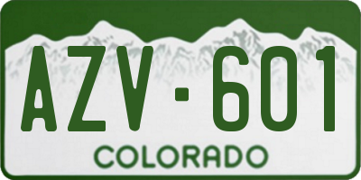 CO license plate AZV601