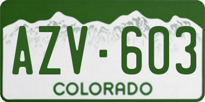 CO license plate AZV603