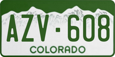 CO license plate AZV608