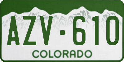 CO license plate AZV610