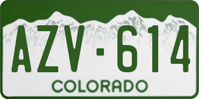 CO license plate AZV614