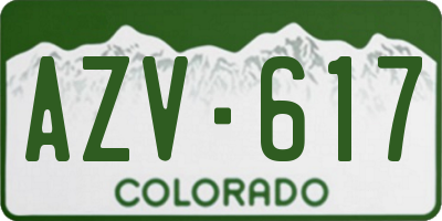 CO license plate AZV617