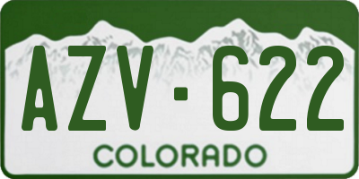 CO license plate AZV622