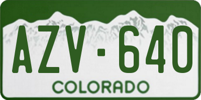 CO license plate AZV640