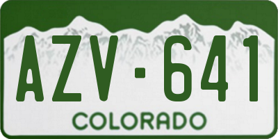 CO license plate AZV641