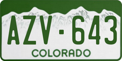 CO license plate AZV643