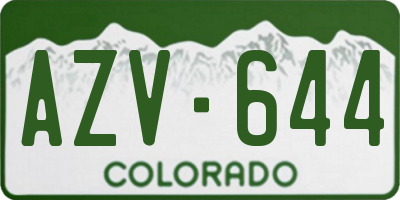 CO license plate AZV644