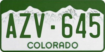 CO license plate AZV645