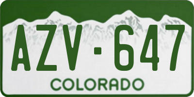 CO license plate AZV647