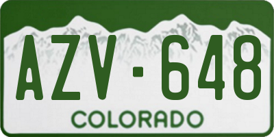 CO license plate AZV648