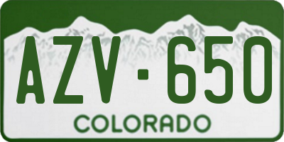 CO license plate AZV650