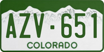 CO license plate AZV651