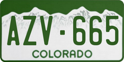 CO license plate AZV665