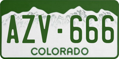 CO license plate AZV666