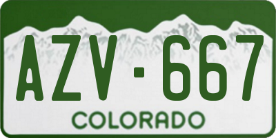 CO license plate AZV667