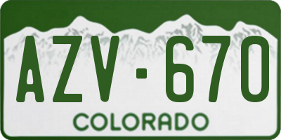 CO license plate AZV670