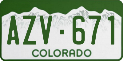 CO license plate AZV671