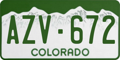 CO license plate AZV672