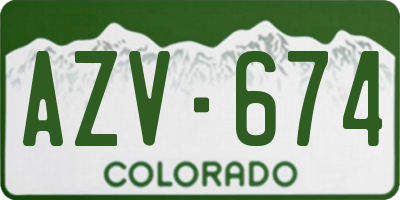 CO license plate AZV674