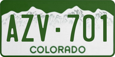 CO license plate AZV701