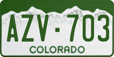 CO license plate AZV703