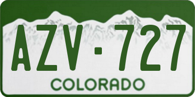 CO license plate AZV727