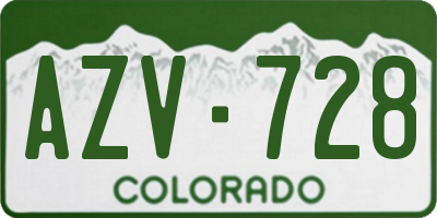 CO license plate AZV728