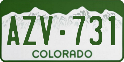 CO license plate AZV731