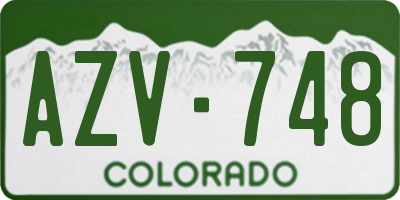 CO license plate AZV748