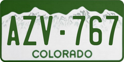 CO license plate AZV767