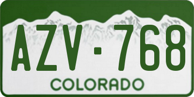 CO license plate AZV768