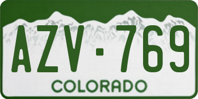 CO license plate AZV769