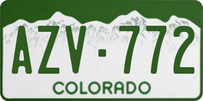 CO license plate AZV772