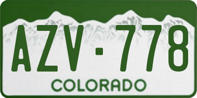 CO license plate AZV778