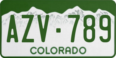 CO license plate AZV789