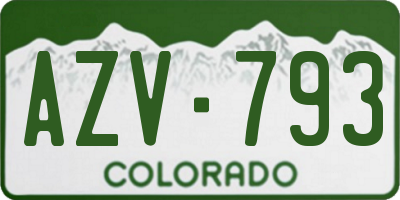 CO license plate AZV793