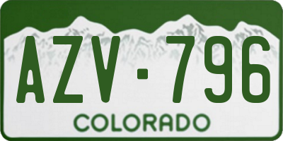 CO license plate AZV796